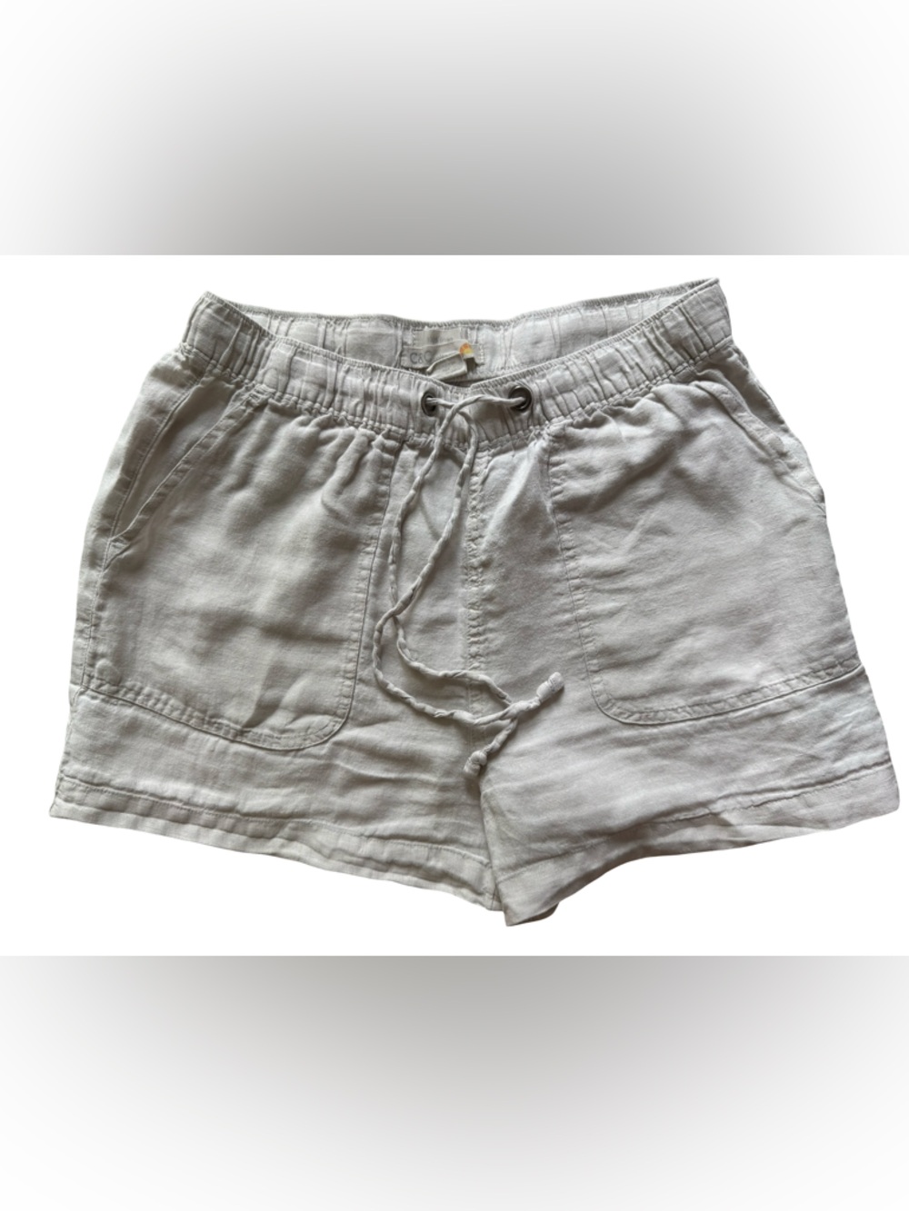 C&C California 100% Linen Shorts Ivory Drawstring Coastal Beach undyed